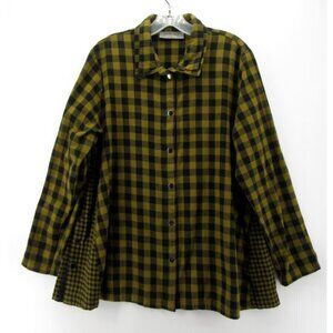 Eleven Stitch Design Top Medium Flannel Shirt Buffalo Plaid Snap Up